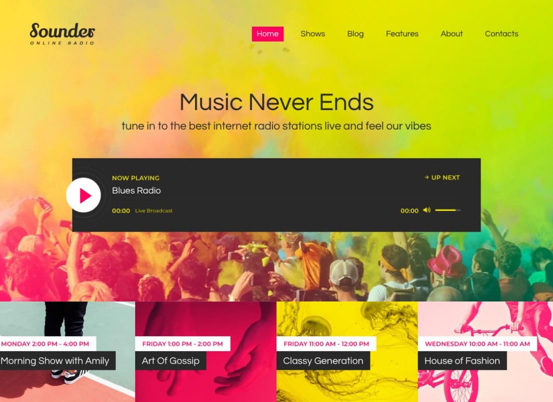 Sounder | Online Internet Radio Station WordPress Theme Website Template