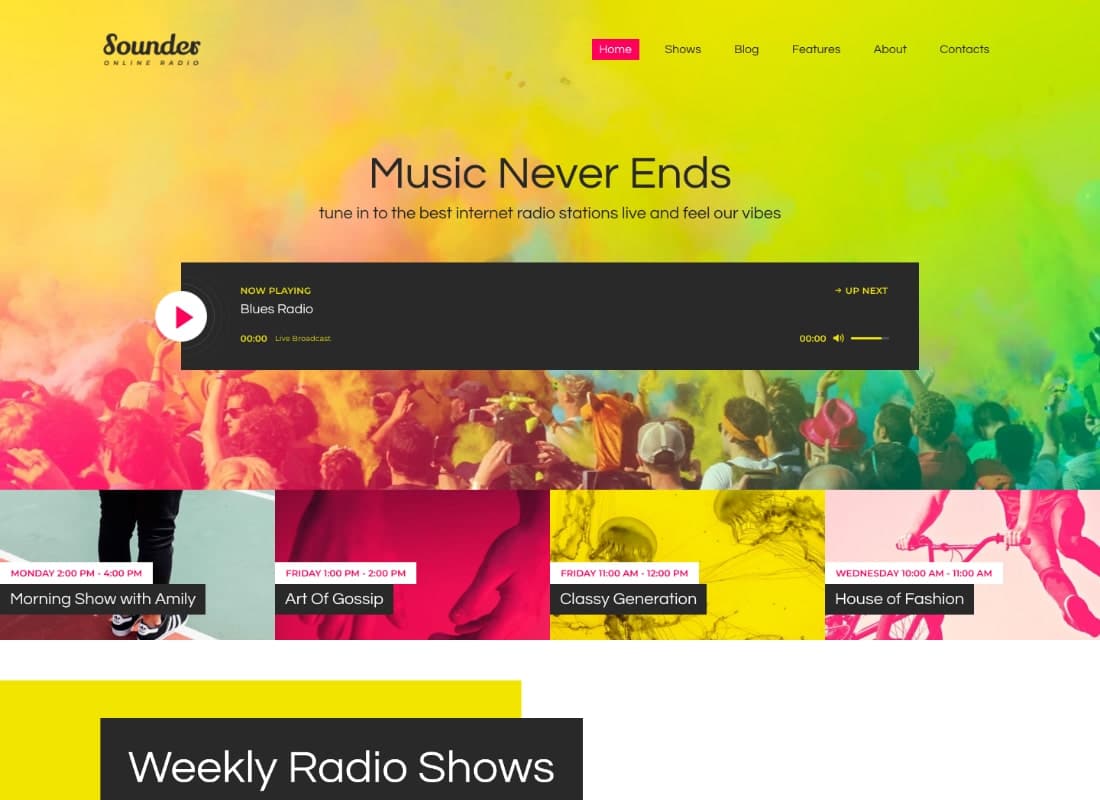 Sounder | Online Internet Radio Station WordPress Theme Website Template