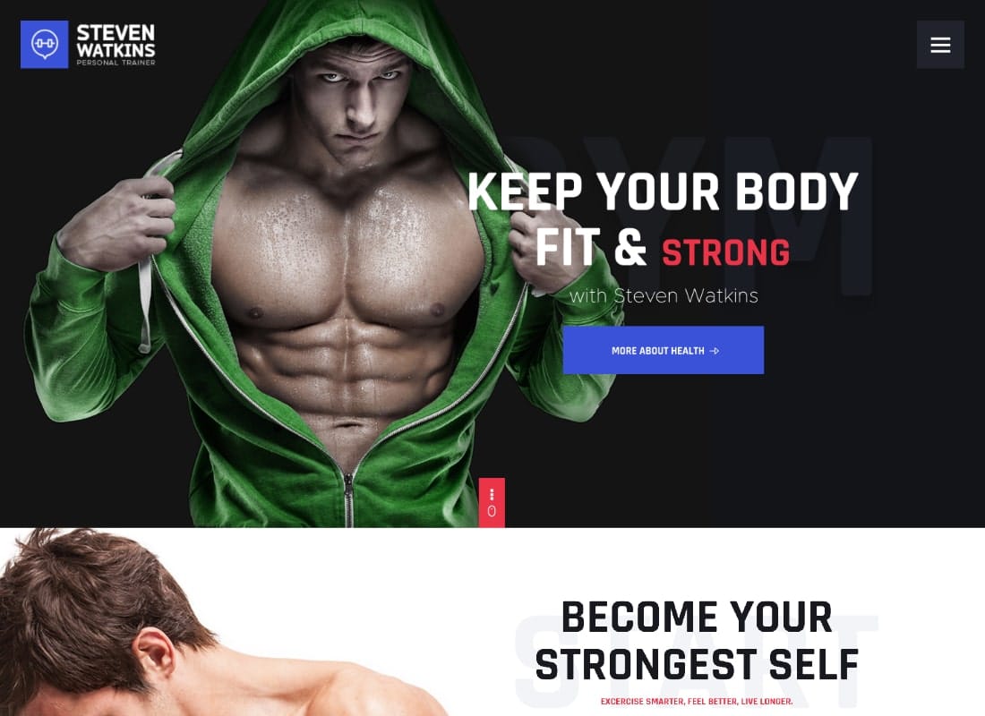 Steven Watkins | Personal Gym Trainer & Nutrition Coach WordPress Theme Website Template
