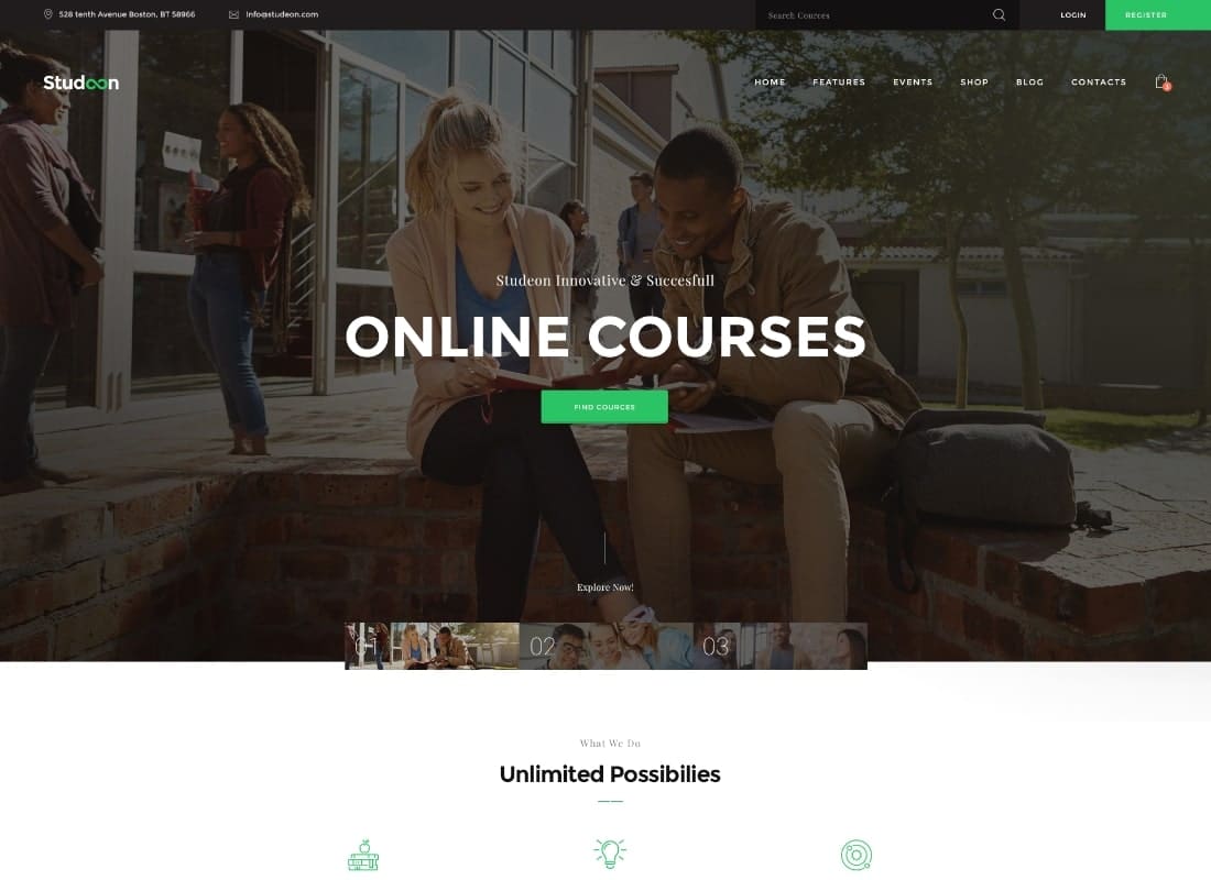 Studeon | An Education Center & Training Courses WordPress Theme Website Template