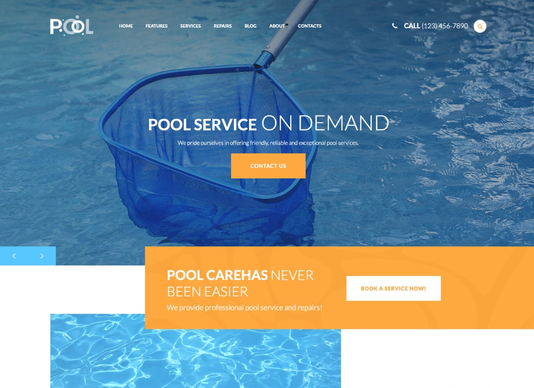 Swimming Pool Maintenance & Cleaning Services WordPress Theme  Website Template