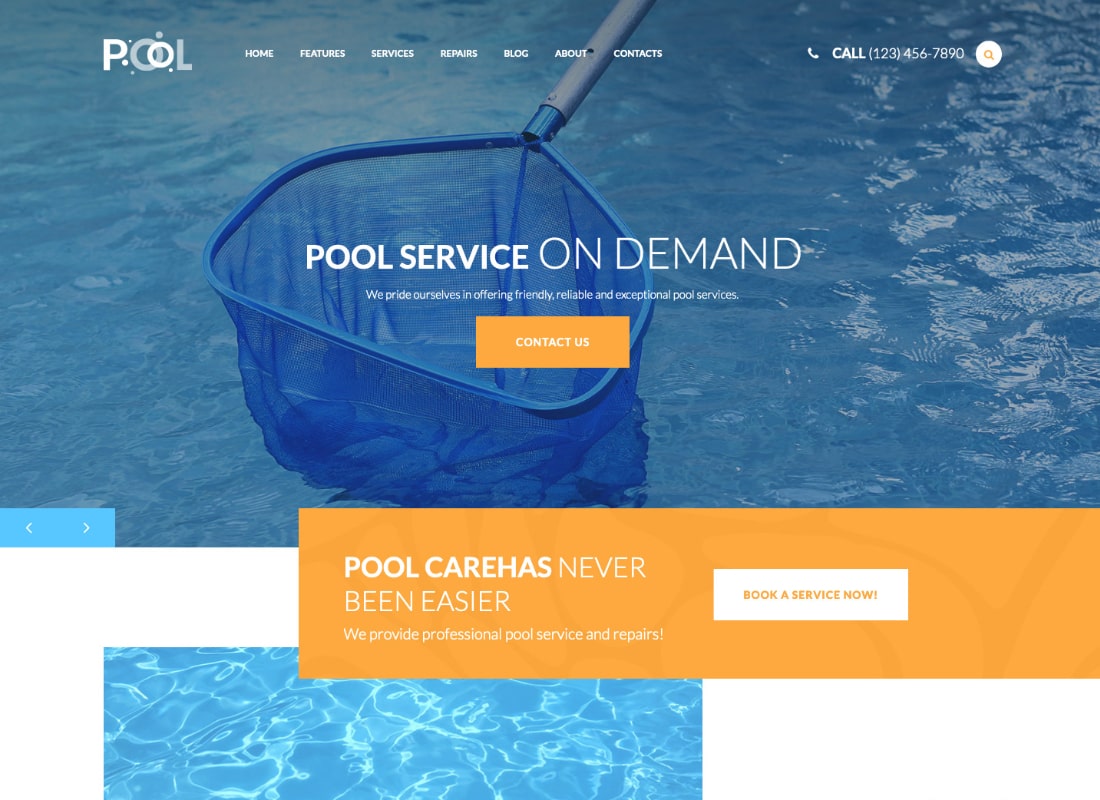 Swimming Pool Maintenance & Cleaning Services WordPress Theme Website Template