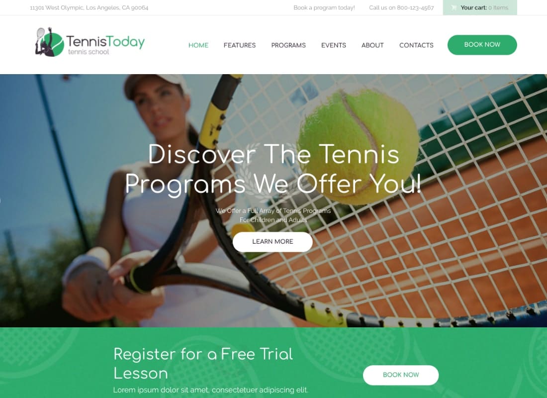 Tennis Today | Sport School & Events WordPress Theme Website Template