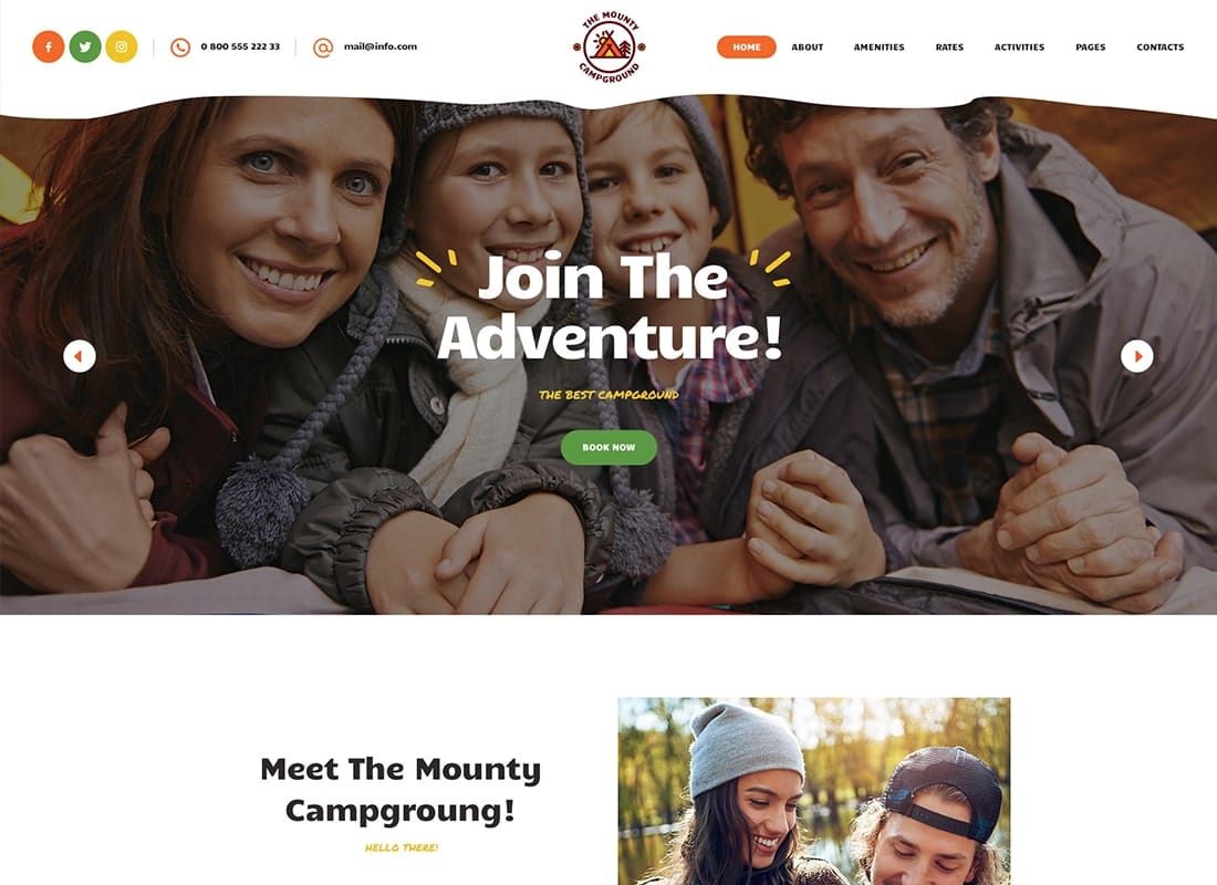The Mounty | Campground & Camping WordPress Theme Website Template