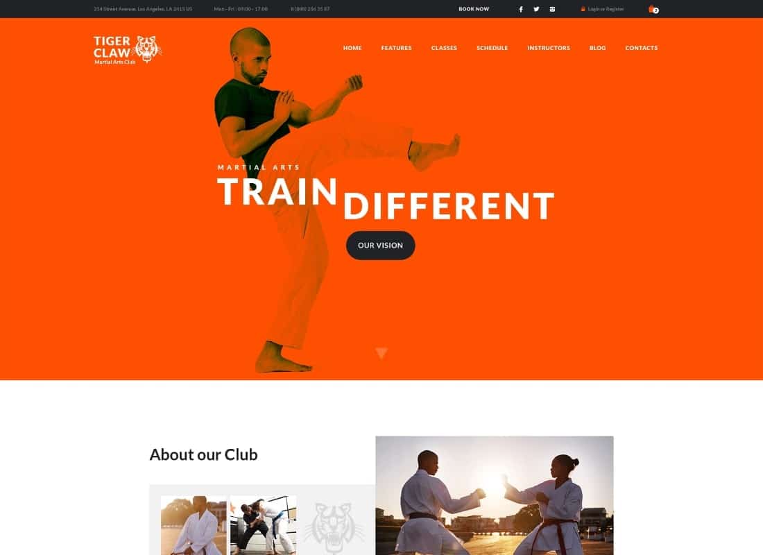Tiger Claw | Martial Arts School and Fitness Center WordPress Theme Website Template