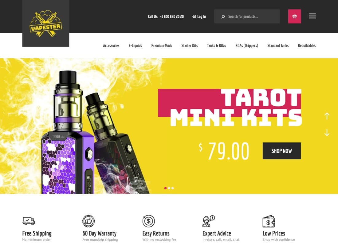 Vapester | Creative Cigarette Store & Vape Shop WooCommerce Theme Website Template
