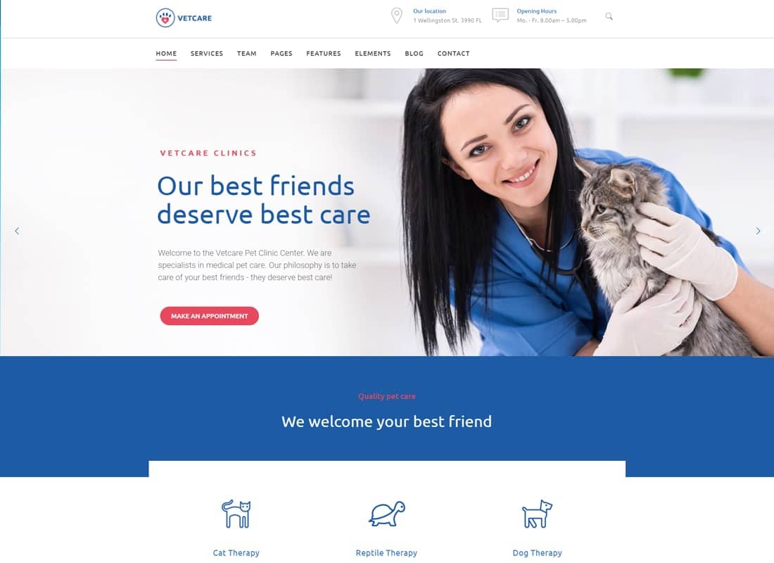 Vetcare Medical - Pet, Animal Doctor & Veterinarian WordPress Theme Website Template