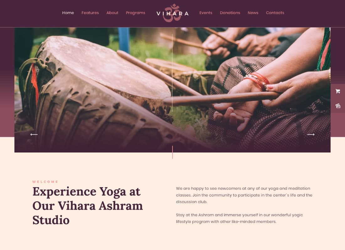 Vihara | Ashram Oriental Buddhist Temple WordPress Theme Website Template