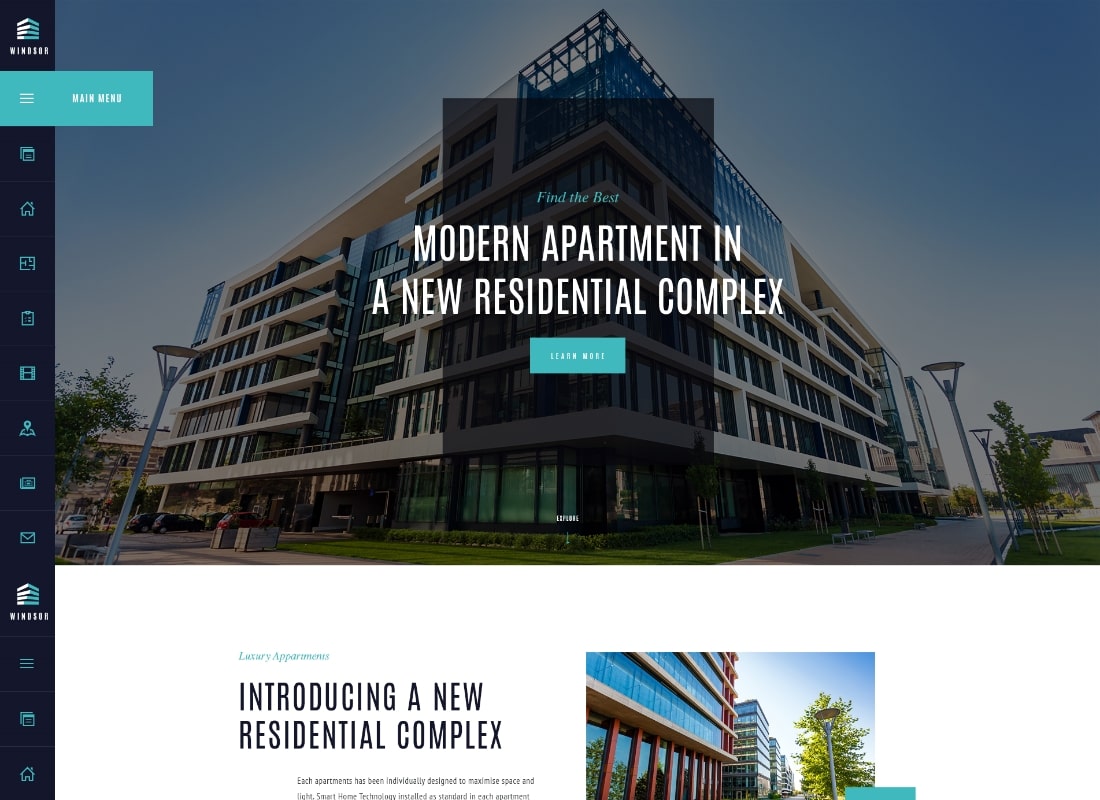 Windsor - Apartment Complex / Single Property WordPress Theme Website Template