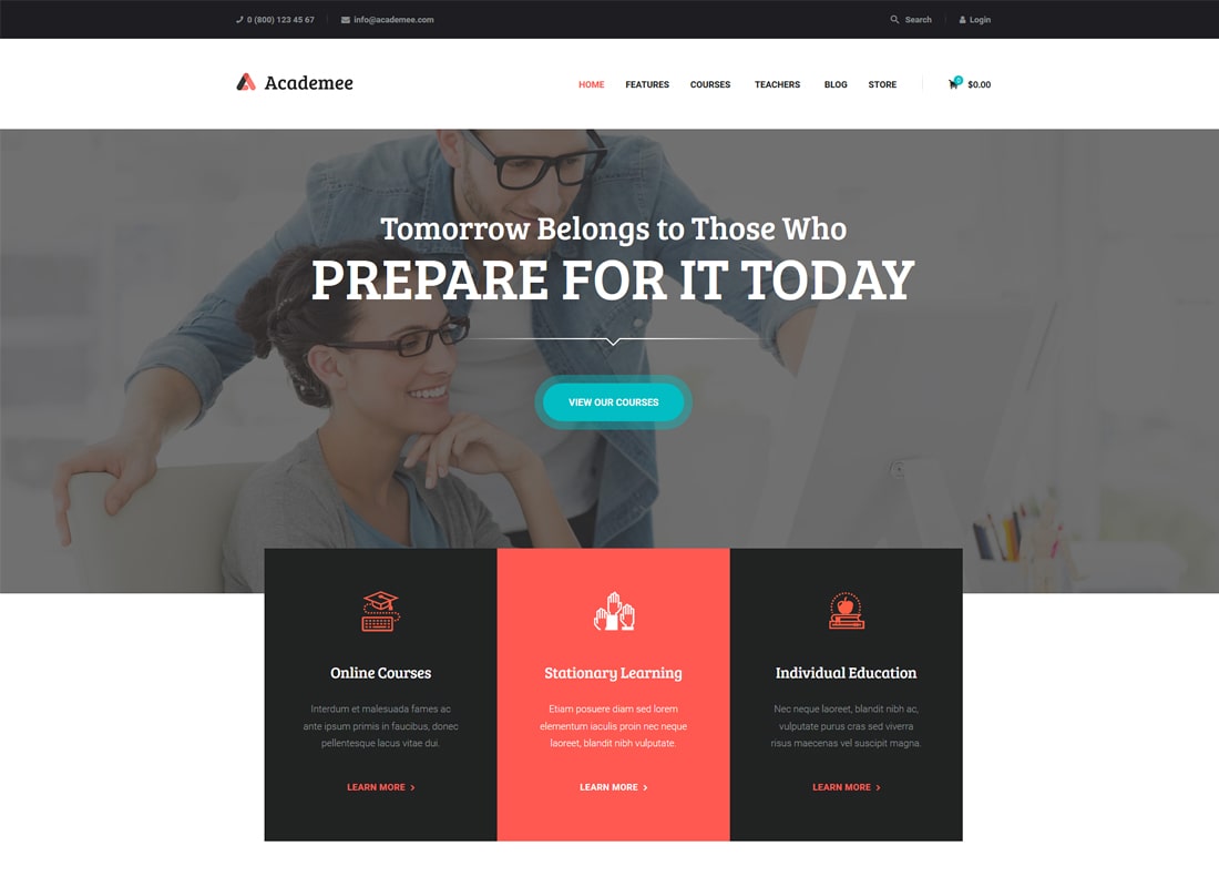 Academee | Education Center & Training Courses WordPress Theme   Website Template