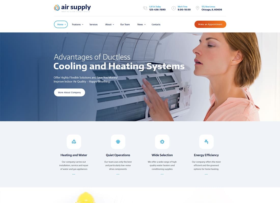 Air Supply | Conditioning Company and Heating Services WordPress Theme + RTL Website Template
