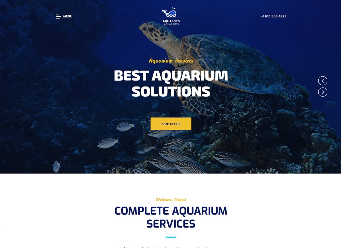 Aqualots | Aquarium Installation and Maintenance Services WordPress Theme Website Template