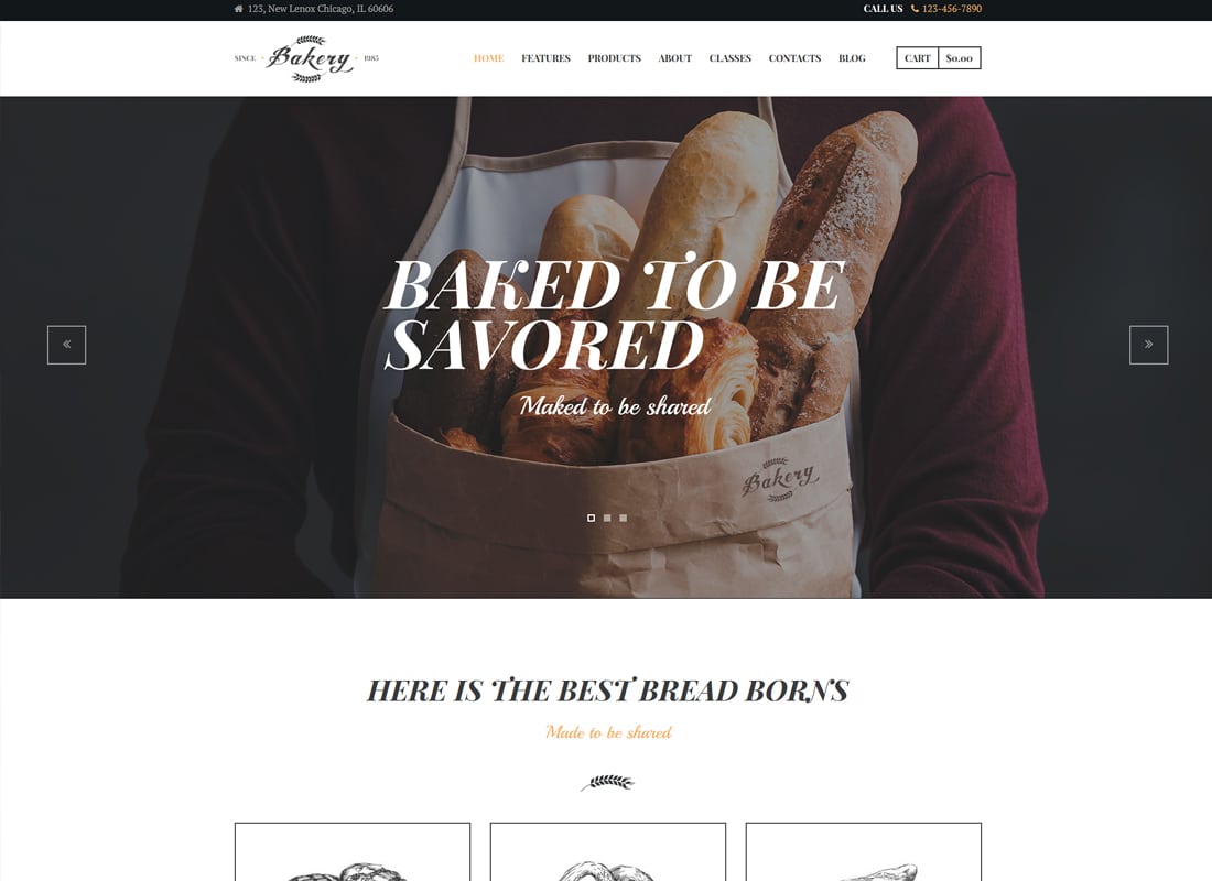 Bakery, Cafe & Pastry Shop WordPress Theme Website Template