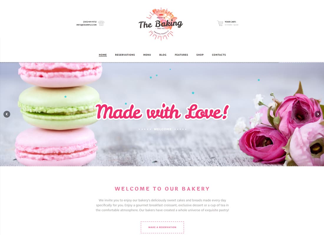 Bakery / Cake Shop / Cafe WordPress Theme   Website Template