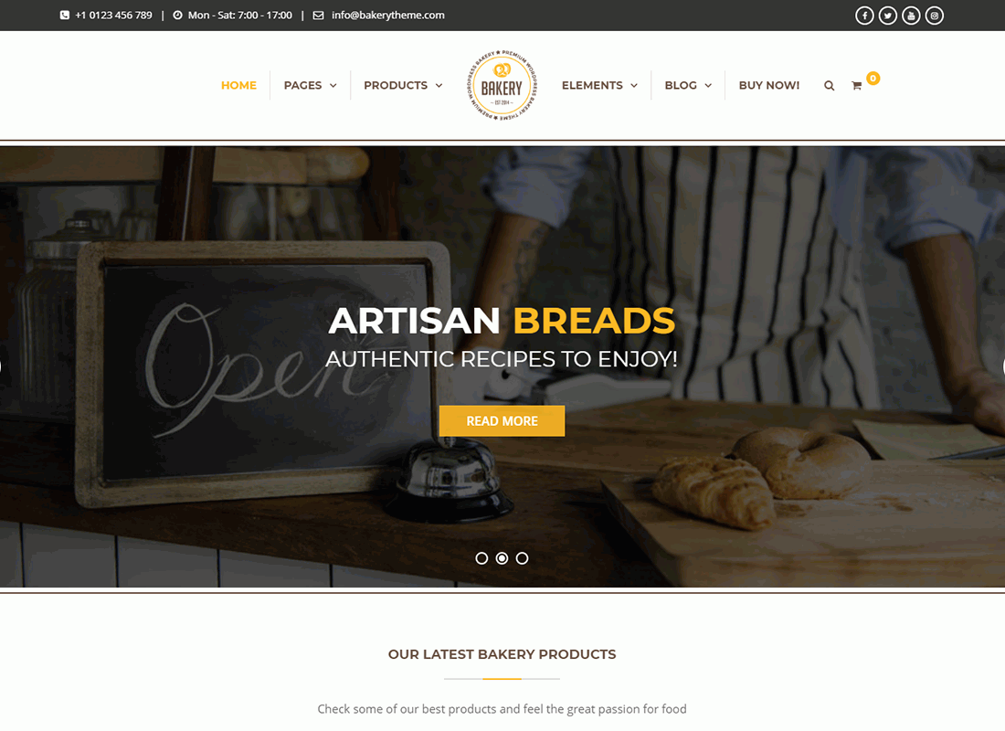 Bakery | Bakery, Cakery & Food WordPress Theme Website Template