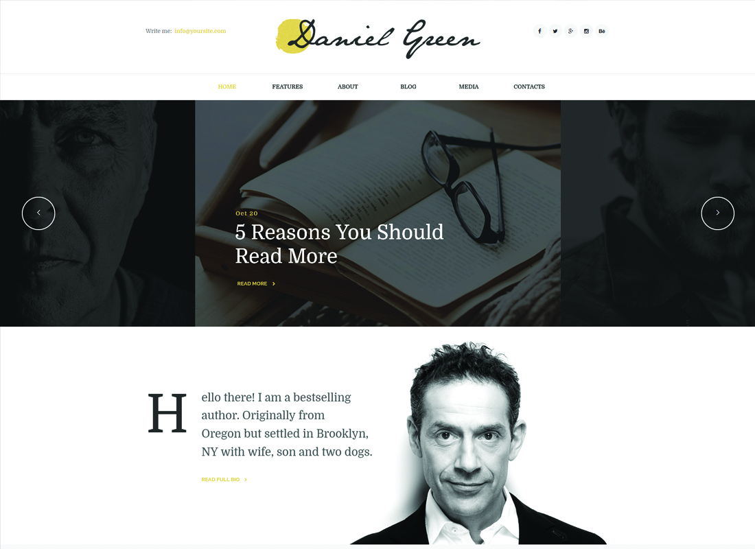 Daniel Green | Blog for Writers and Journalists With Bookstore WordPress Theme Website Template