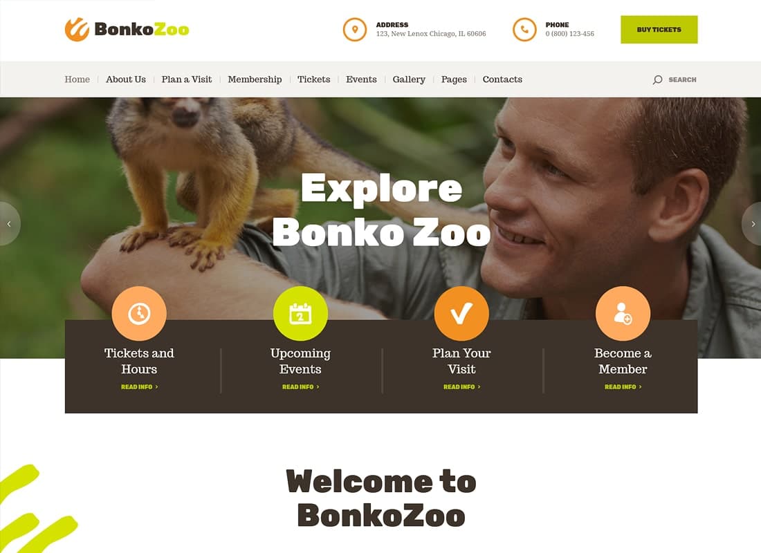 Bonko | Safari & Zoo WordPress Theme Website Template