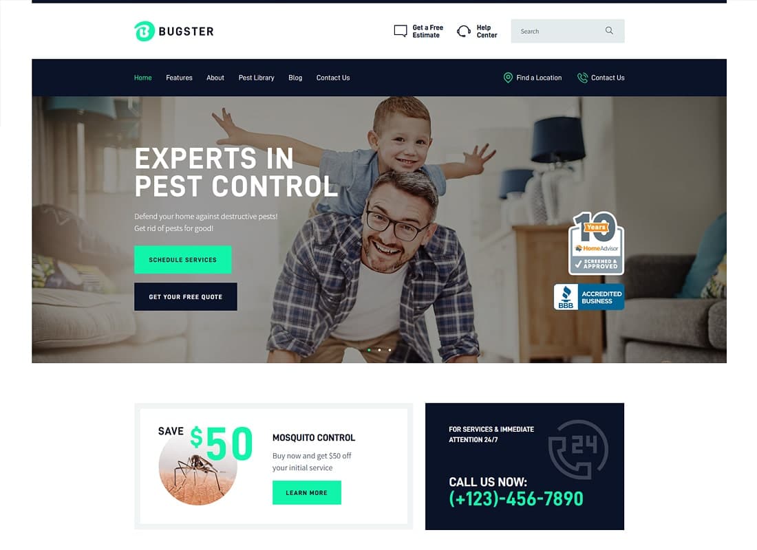 Bugster | Bugs & Pest Control WordPress Theme for Home Services Website Template