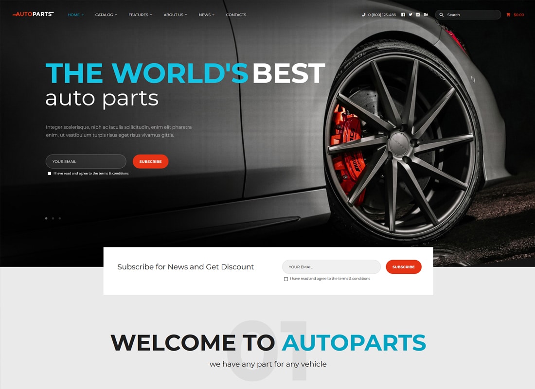 AutoParts | Car Parts Store & Auto Services WordPress Theme Website Template