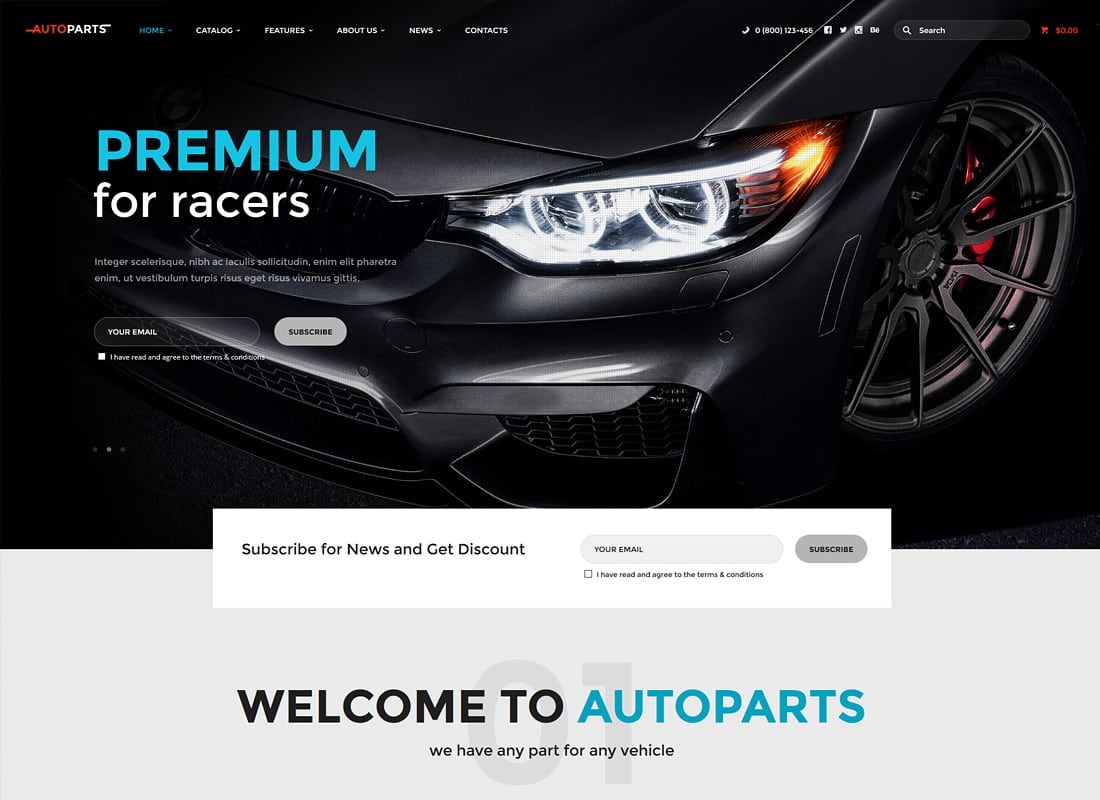 Car Parts Store & Auto Services WordPress Theme Website Template
