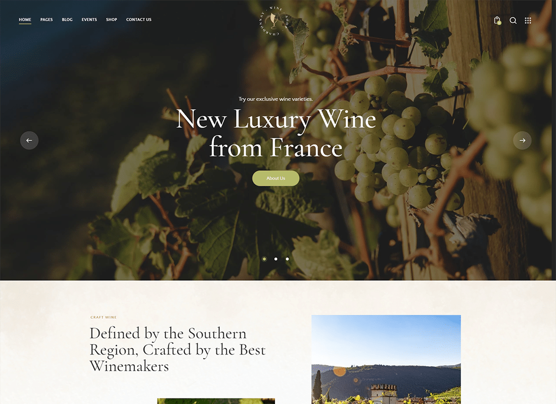 Chardonnay - Wine Store & Vineyard WordPress Theme Website Template