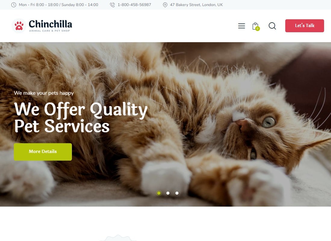 Chinchilla - Animal Care & Pet Shop WordPress Theme Website Template