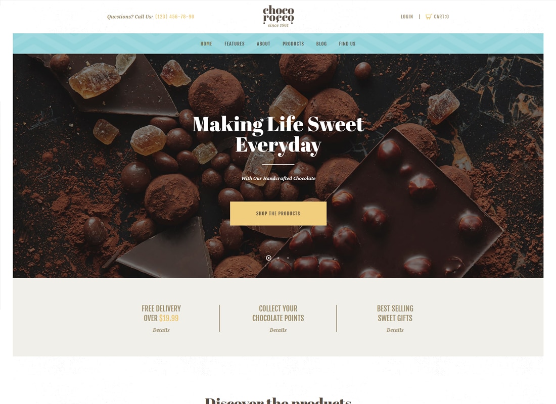 ChocoRocco | Chocolate Sweets & Candy Store WordPress Theme Website Template