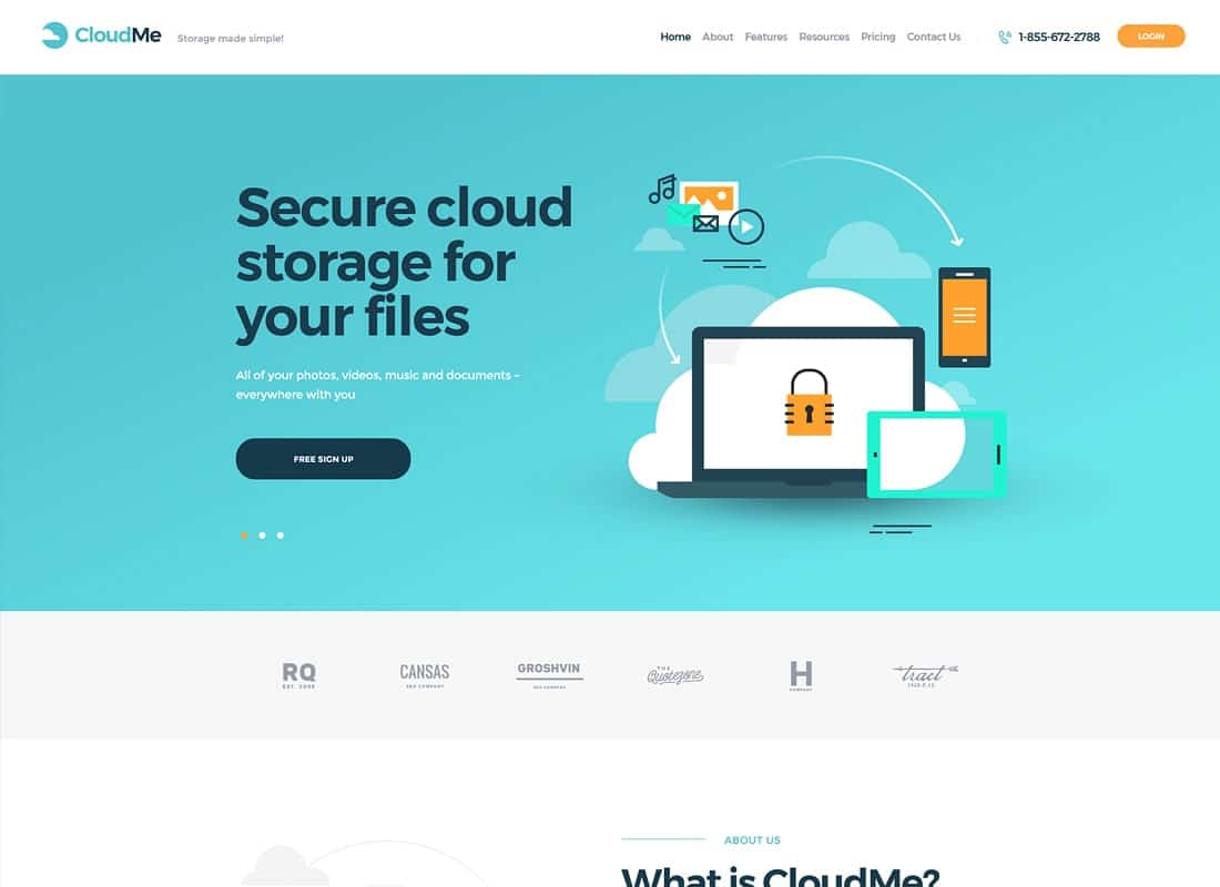 CloudMe | Cloud Storage & File-Sharing Services WordPress Theme Website Template