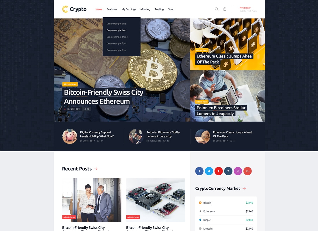 Crypton | A Multi-Purpose Cryptocurrency WordPress Theme Website Template