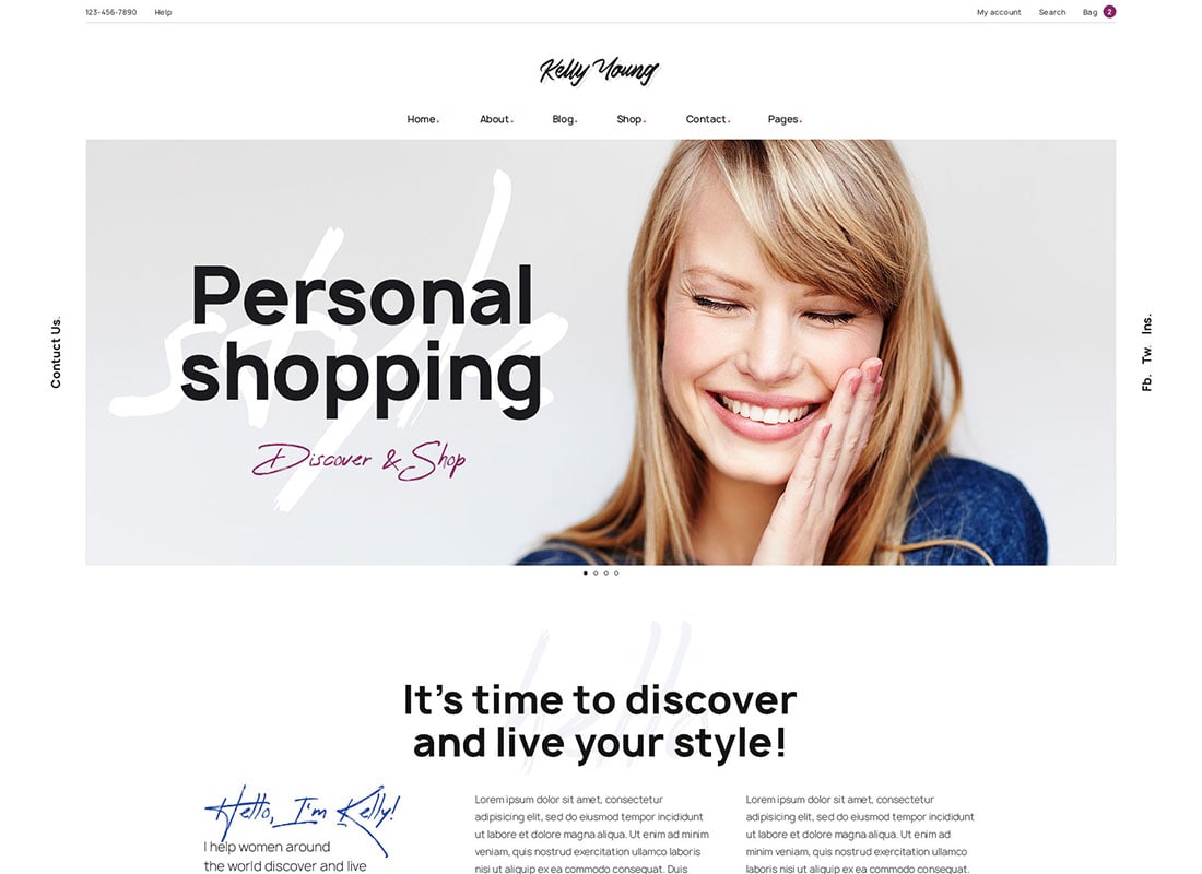 Kelly Young - Personal Stylist WordPress Theme Website Template