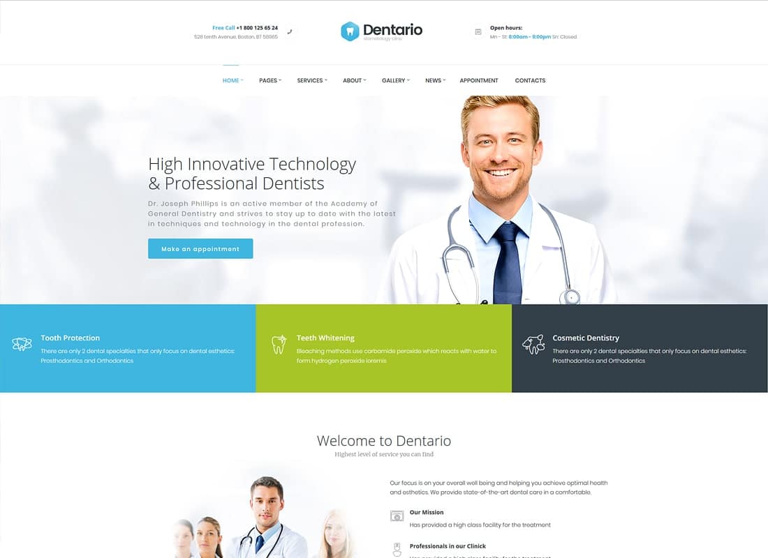 Dentario | Dentist, Medical & Healthcare WordPress Theme + RTL Website Template