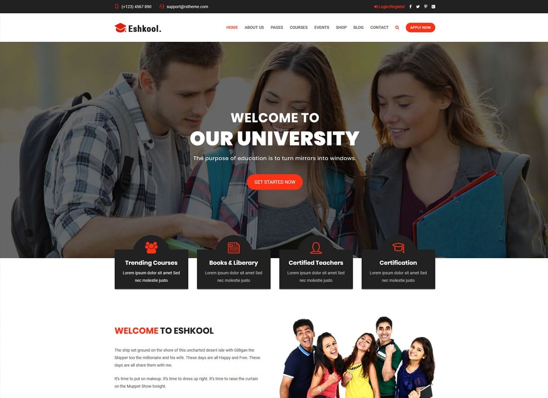 Eshkool Education - Education WordPress Theme Website Template
