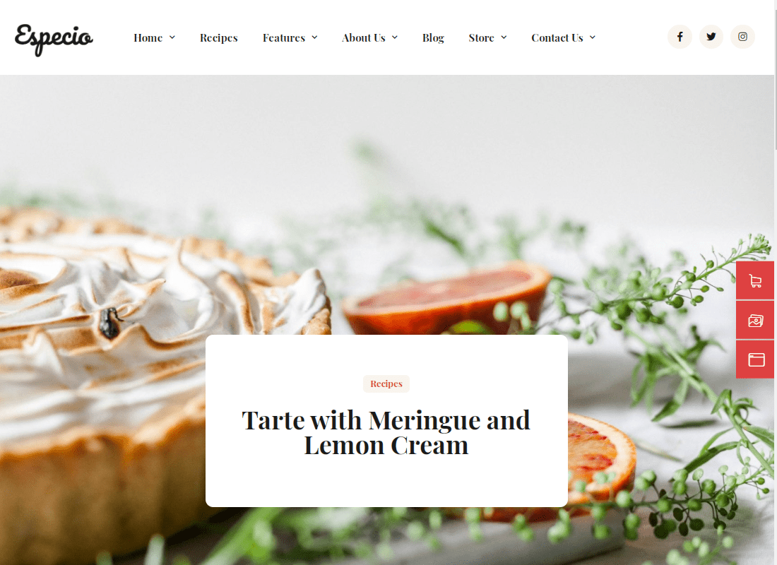 Especio | Personal Gutenberg Food Blog WordPress Theme Website Template