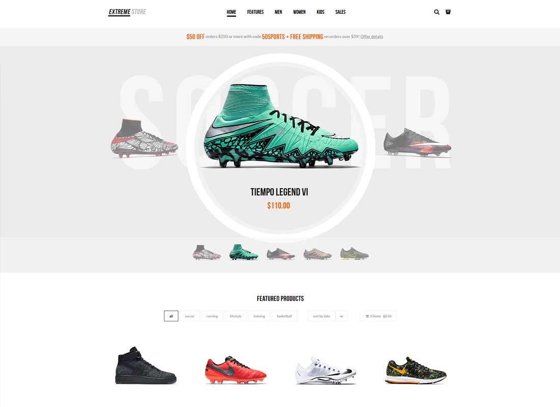 Extreme | Sports Clothing & Equipment Store WordPress Theme Website Template
