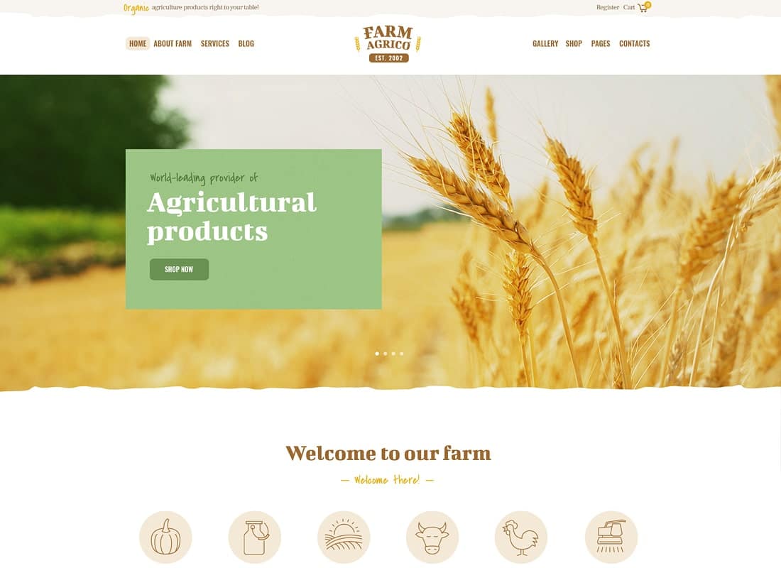 Farm Agrico | Agricultural Business & Organic Food WordPress Theme Website Template