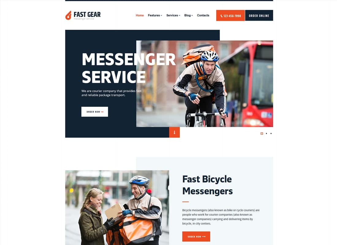 Fast Gear | Courier and Delivery Services Transportation WordPress Theme Website Template