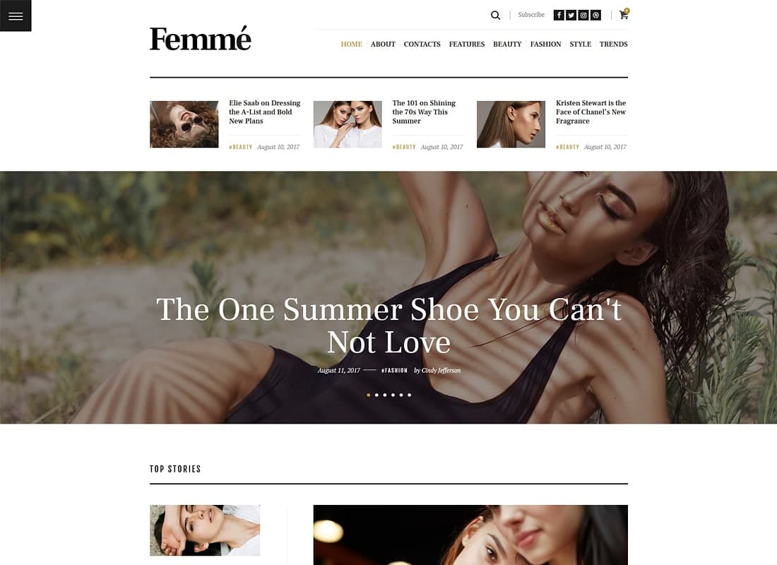 Femme - An Online Magazine & Fashion Blog WordPress Theme Website Template