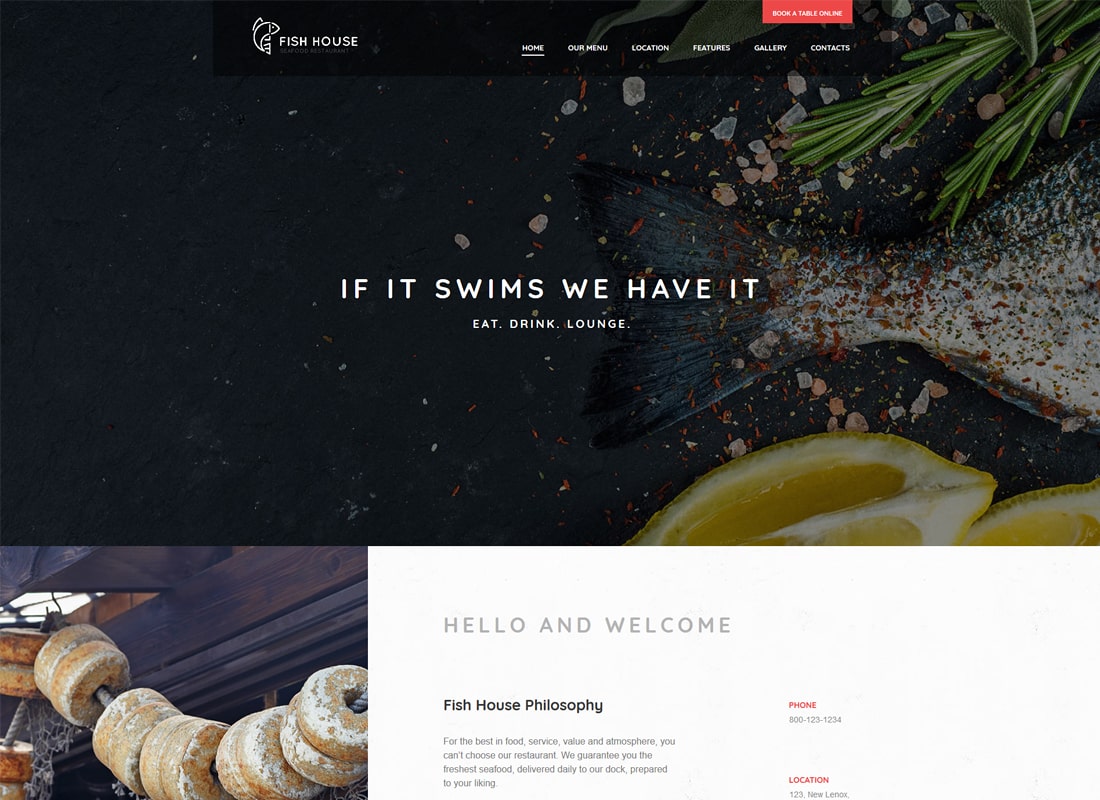 Fish House | A Stylish Seafood Restaurant / Cafe / Bar WordPress Theme Website Template