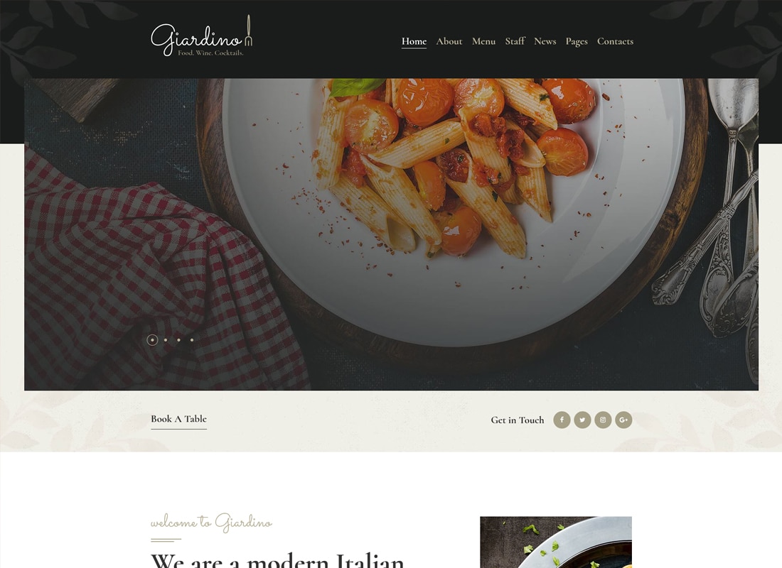 Giardino | An Italian Restaurant & Cafe WordPress Theme   Website Template