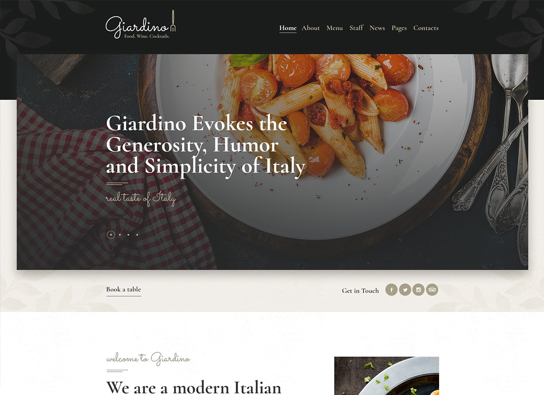 Giardino | An Italian Restaurant & Cafe WordPress Theme Website Template
