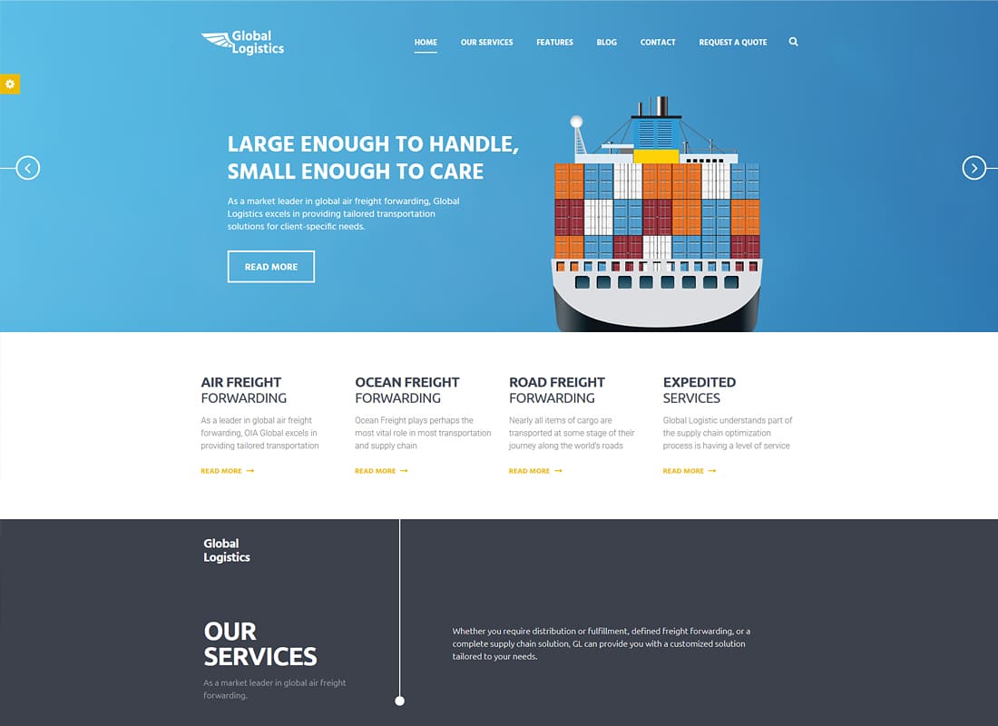 Global Logistics | Transportation & Warehousing WordPress Theme Website Template