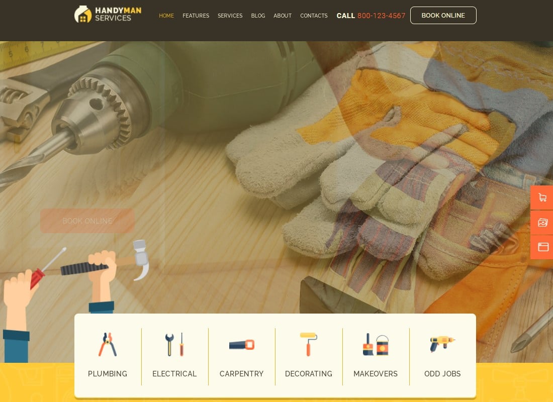 Handyman | Construction and Repair Services Building WordPress Theme Website Template