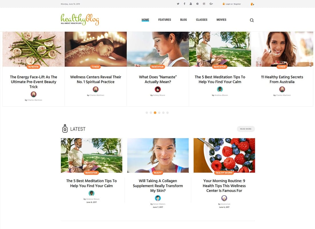 Healthy Living - Blog with Online Store WordPress Theme Website Template