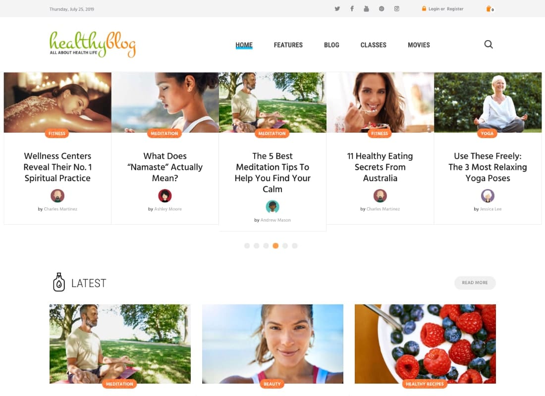 Healthy Living - Blog with Online Store WordPress Theme Website Template