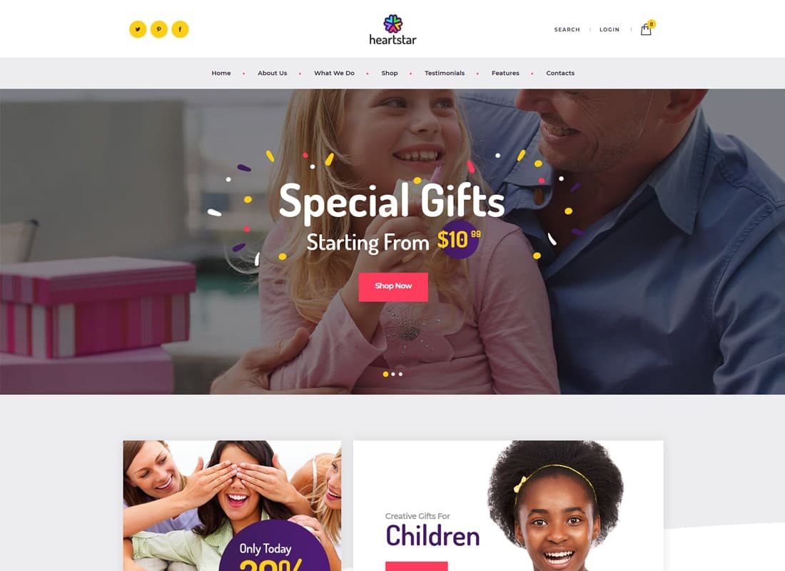 HeartStar | Gift Shop, Party & Event WordPress Theme Website Template
