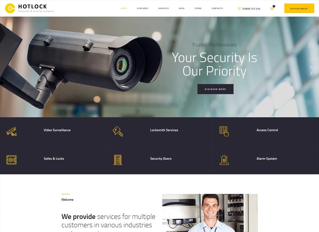 HotLock | Locksmith & Security Systems WordPress Theme Website Template