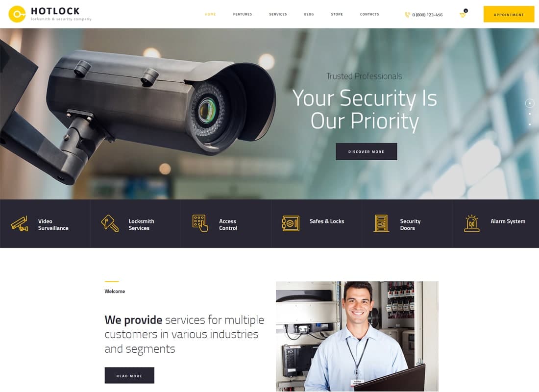 HotLock | Locksmith & Security Systems WordPress Theme Website Template
