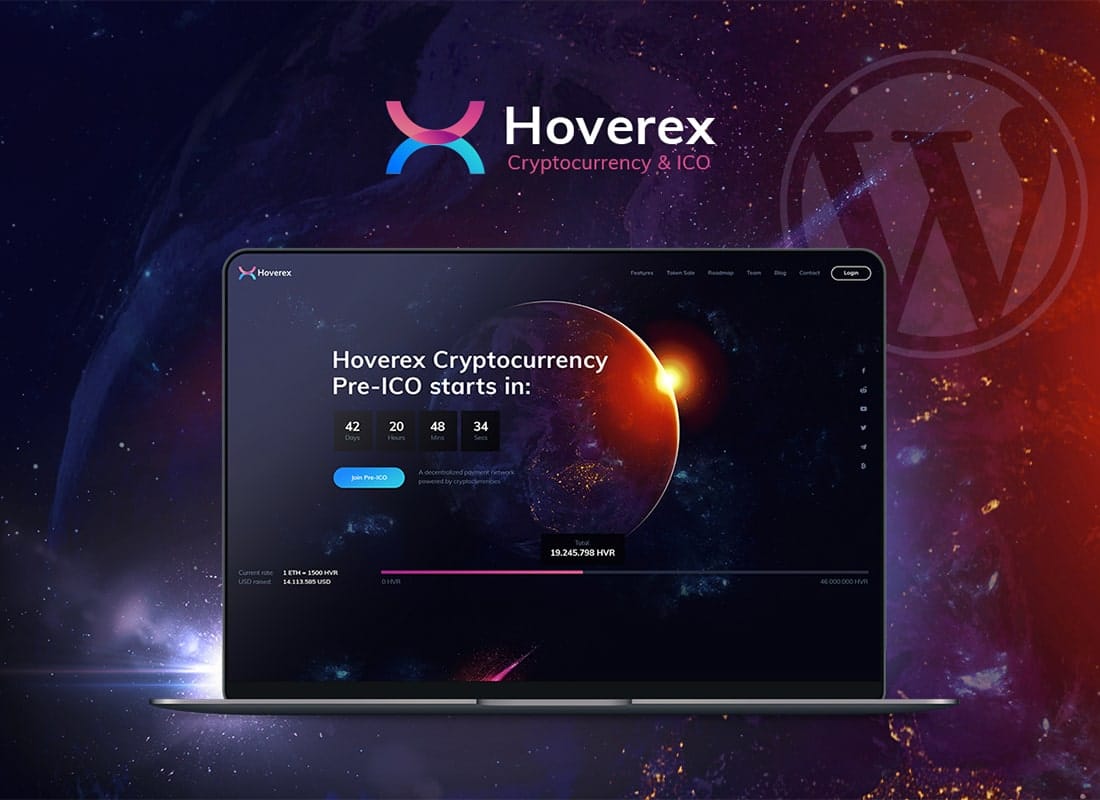 Hoverex | Cryptocurrency & ICO WordPress Theme + Spanish Website Template