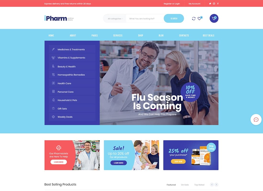 IPharm - Online Pharmacy & Medical WordPress Theme Website Template