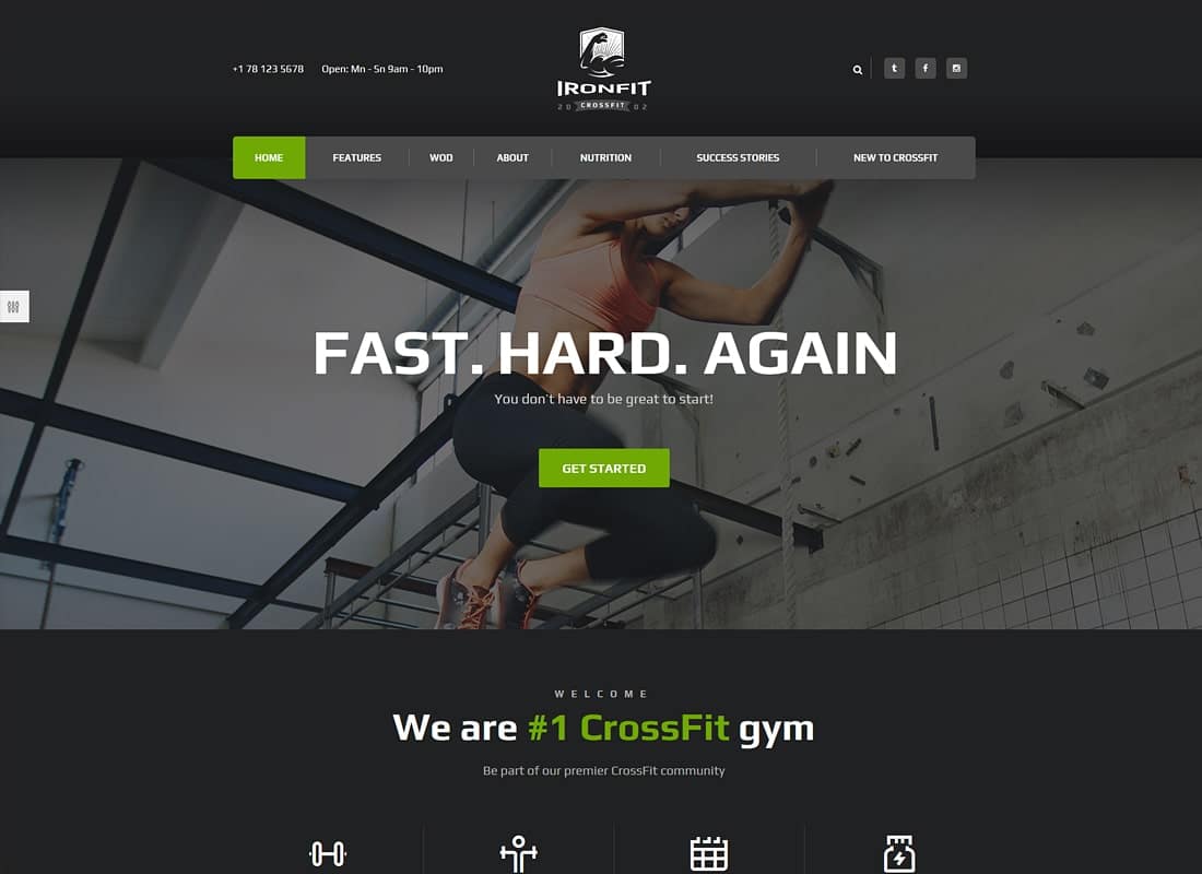 Ironfit | Fitness, Gym and Crossfit WordPress Theme Website Template